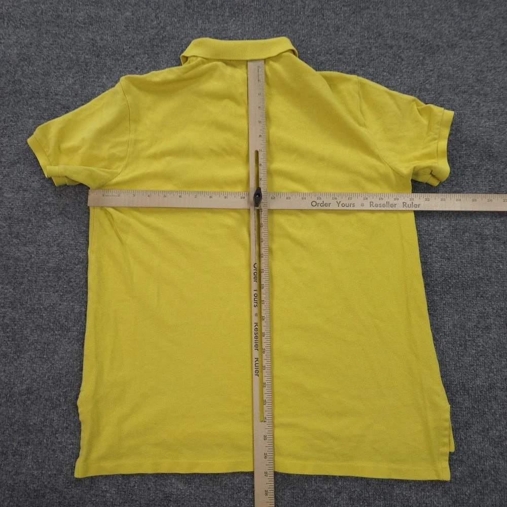 Vintage Polo Ralph Lauren Polo Shirt Mens L Yellow Big Pony Pique Custom Fit